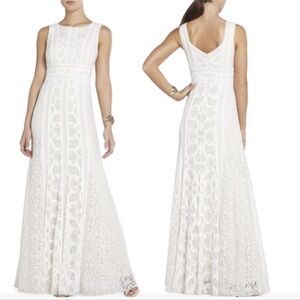 BCBGMaxAzria White Lace Maxi Dress